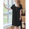 imageEkouaer Womens Nightgown Short Sleeve Sleepshirts Lace Nightshirts Button Down Sleep Dress with Pockets Casual SleepwearBlack