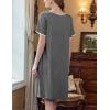 imageEkouaer Womens Nightgown Short Sleeve Sleepshirts Lace Nightshirts Button Down Sleep Dress with Pockets Casual SleepwearDark Grey