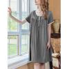 imageEkouaer Womens Nightgown Short Sleeve Sleepshirts Lace Nightshirts Button Down Sleep Dress with Pockets Casual SleepwearDark Grey