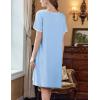 imageEkouaer Womens Nightgown Short Sleeve Sleepshirts Lace Nightshirts Button Down Sleep Dress with Pockets Casual SleepwearLight Blue