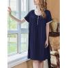 imageEkouaer Womens Nightgown Short Sleeve Sleepshirts Lace Nightshirts Button Down Sleep Dress with Pockets Casual SleepwearNavy Blue