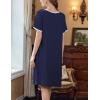 imageEkouaer Womens Nightgown Short Sleeve Sleepshirts Lace Nightshirts Button Down Sleep Dress with Pockets Casual SleepwearNavy Blue
