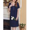 imageEkouaer Womens Nightgown Short Sleeve Sleepshirts Lace Nightshirts Button Down Sleep Dress with Pockets Casual SleepwearNavy Blue