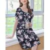 imageEkouaer Womens Nightgown Short Sleeve Sleepshirts Lace Nightshirts Button Down Sleep Dress with Pockets Casual SleepwearPink Flower
