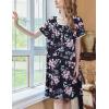 imageEkouaer Womens Nightgown Short Sleeve Sleepshirts Lace Nightshirts Button Down Sleep Dress with Pockets Casual SleepwearPink Flower