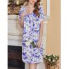 imageEkouaer Womens Nightgown Short Sleeve Sleepshirts Lace Nightshirts Button Down Sleep Dress with Pockets Casual SleepwearPurple Flower