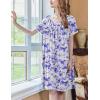 imageEkouaer Womens Nightgown Short Sleeve Sleepshirts Lace Nightshirts Button Down Sleep Dress with Pockets Casual SleepwearPurple Flower