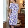imageEkouaer Womens Nightgown Short Sleeve Sleepshirts Lace Nightshirts Button Down Sleep Dress with Pockets Casual SleepwearPurple Flower