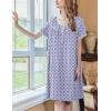 imageEkouaer Womens Nightgown Short Sleeve Sleepshirts Lace Nightshirts Button Down Sleep Dress with Pockets Casual SleepwearPurple Square