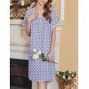 imageEkouaer Womens Nightgown Short Sleeve Sleepshirts Lace Nightshirts Button Down Sleep Dress with Pockets Casual SleepwearPurple Square