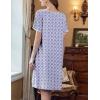 imageEkouaer Womens Nightgown Short Sleeve Sleepshirts Lace Nightshirts Button Down Sleep Dress with Pockets Casual SleepwearPurple Square