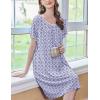 imageEkouaer Womens Nightgown Short Sleeve Sleepshirts Lace Nightshirts Button Down Sleep Dress with Pockets Casual SleepwearPurple Square
