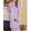 imageEkouaer Womens Nightgown Short Sleeve Sleepshirts Lace Nightshirts Button Down Sleep Dress with Pockets Casual SleepwearWhite Flower