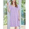 imageEkouaer Womens Nightgown Short Sleeve Sleepshirts Lace Nightshirts Button Down Sleep Dress with Pockets Casual SleepwearWhite Flower
