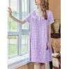imageEkouaer Womens Nightgown Short Sleeve Sleepshirts Lace Nightshirts Button Down Sleep Dress with Pockets Casual SleepwearWhite Flower