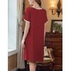 imageEkouaer Womens Nightgown Short Sleeve Sleepshirts Lace Nightshirts Button Down Sleep Dress with Pockets Casual SleepwearWine Red