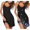 imageEkouaer 2 Pack Nightgowns for Women Racerback Sleeveless Night Shirt Sexy Sleep Dress Spaghetti Strap Sleepwear SXXXL2 PackblackBlack Butterfly