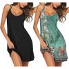 imageEkouaer 2 Pack Nightgowns for Women Racerback Sleeveless Night Shirt Sexy Sleep Dress Spaghetti Strap Sleepwear SXXXL2 PackblackGreen Floral