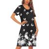 imageEkouaer House Dresses for Women Button Down Nightgowns Short Sleeve Pleated Snap Front Mumu Dress Butterfly XL