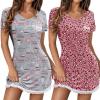 imageEkouaer Womens 2 Pack Nightgown Sleepwear Short Sleeve Sleepshirt Soft Night Shirts S2XLPink Leopard  Cup Print