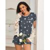 imageEkouaer 2 Pack Womens Pajama Sets Short Sleeve Top with Shorts Soft Pj Comfy Sleepwear Chest PocketBlackGrey Stars