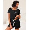 imageEkouaer 2 Pack Womens Pajama Sets Short Sleeve Top with Shorts Soft Pj Comfy Sleepwear Chest PocketBlackGrey Stars