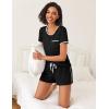 imageEkouaer 2 Pack Womens Pajama Sets Short Sleeve Top with Shorts Soft Pj Comfy Sleepwear Chest PocketBlackLight Gary Stars