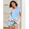 imageEkouaer 2 Pack Womens Pajama Sets Short Sleeve Top with Shorts Soft Pj Comfy Sleepwear Chest PocketBlue FlowerLight Blue Flower