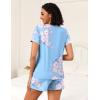 imageEkouaer 2 Pack Womens Pajama Sets Short Sleeve Top with Shorts Soft Pj Comfy Sleepwear Chest PocketBlue FlowerLight Blue Flower