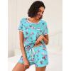 imageEkouaer 2 Pack Womens Pajama Sets Short Sleeve Top with Shorts Soft Pj Comfy Sleepwear Chest PocketBlue FlowerLight Blue Flower