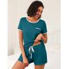 imageEkouaer 2 Pack Womens Pajama Sets Short Sleeve Top with Shorts Soft Pj Comfy Sleepwear Chest PocketBlue GreenBlue Good Night
