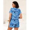 imageEkouaer 2 Pack Womens Pajama Sets Short Sleeve Top with Shorts Soft Pj Comfy Sleepwear Chest PocketBlue GreenBlue Good Night