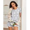imageEkouaer 2 Pack Womens Pajama Sets Short Sleeve Top with Shorts Soft Pj Comfy Sleepwear Chest PocketGrey CoffeeLight Gary Stars