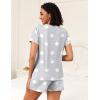 imageEkouaer 2 Pack Womens Pajama Sets Short Sleeve Top with Shorts Soft Pj Comfy Sleepwear Chest PocketGrey CoffeeLight Gary Stars