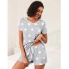 imageEkouaer 2 Pack Womens Pajama Sets Short Sleeve Top with Shorts Soft Pj Comfy Sleepwear Chest PocketLight Gary StarsGrey Stars