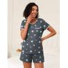 imageEkouaer 2 Pack Womens Pajama Sets Short Sleeve Top with Shorts Soft Pj Comfy Sleepwear Chest PocketLight Gary StarsGrey Stars