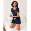 imageEkouaer 2 Pack Womens Pajama Sets Short Sleeve Top with Shorts Soft Pj Comfy Sleepwear Chest PocketNavy BlueGrey