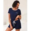 imageEkouaer 2 Pack Womens Pajama Sets Short Sleeve Top with Shorts Soft Pj Comfy Sleepwear Chest PocketNavy BlueGrey
