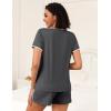 imageEkouaer 2 Pack Womens Pajama Sets Short Sleeve Top with Shorts Soft Pj Comfy Sleepwear Chest PocketNavy BlueGrey