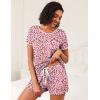 imageEkouaer 2 Pack Womens Pajama Sets Short Sleeve Top with Shorts Soft Pj Comfy Sleepwear Chest PocketPink LeopardBlack Leopard