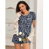 imageEkouaer 2 Pack Womens Pajama Sets Short Sleeve Top with Shorts Soft Pj Comfy Sleepwear Chest PocketPink LeopardBlack Leopard