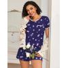imageEkouaer 2 Pack Womens Pajama Sets Short Sleeve Top with Shorts Soft Pj Comfy Sleepwear Chest PocketPink StarsPurple Stars
