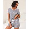 imageEkouaer 2 Pack Womens Pajama Sets Short Sleeve Top with Shorts Soft Pj Comfy Sleepwear Chest PocketPink StarsPurple Stars