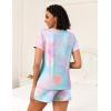 imageEkouaer 2 Pack Womens Pajama Sets Short Sleeve Top with Shorts Soft Pj Comfy Sleepwear Chest PocketPinkTie Dye