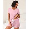 imageEkouaer 2 Pack Womens Pajama Sets Short Sleeve Top with Shorts Soft Pj Comfy Sleepwear Chest PocketPinkTie Dye