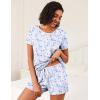 imageEkouaer 2 Pack Womens Pajama Sets Short Sleeve Top with Shorts Soft Pj Comfy Sleepwear Chest PocketWhite ButterflyBlue Star