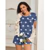 imageEkouaer 2 Pack Womens Pajama Sets Short Sleeve Top with Shorts Soft Pj Comfy Sleepwear Chest PocketWhite ButterflyBlue Star