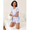 imageEkouaer 2 Pack Womens Pajama Sets Short Sleeve Top with Shorts Soft Pj Comfy Sleepwear Chest PocketWhite ButterflyBlue Star