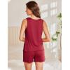 imageEkouaer 2 Pack Womens Pajamas Set Casual Sleepwear Soft Pj Sets Tank Top and Shorts Loungewear for SummerSXXLNavy Blue  Wine Red