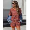 imageEkouaer Pajamas for Women Short Sleeve Pjs Sets Crewneck Striped Tops and Shorts 2 Piece Lounge Sets with Pockets SXXLGrey Red Stripe
